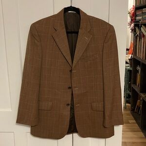 Yves Saint Laurent Men's Brown Checkered Blazer 40R